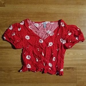 Never worn Arizon Jeans Floral Red Crop Top Size M